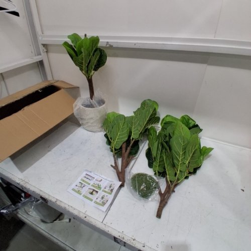 TXABL ARTIFICAL FIDDLE LEAF FIG TREE - 5FT - GREEN / WHITE image 2