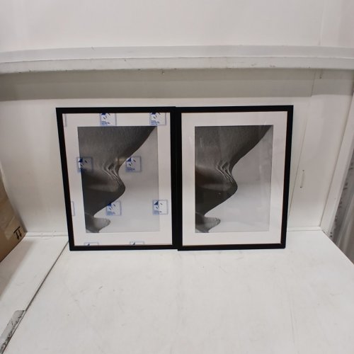 2PK AMERICAN FLAT WALL MOUNTED WOODEN PICTURE FRAME - 14" X 18" MATTED TO 10" X 14" - BLACK image 2