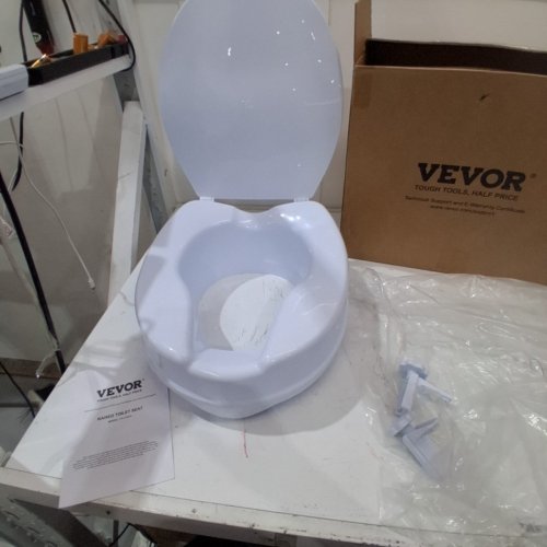 VEVOR RAISED TOILET SEAT WITH SCREW ROD LOCKING - 4" RAISED HEIGHT - 300LBS MAX CAPACITY - WHITE (MODEL: FBL760600) image 3