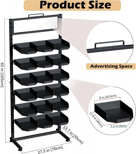 6 TIER FREESTANDING HAT HANGER RACK - 13.7" X 27.5" X 65" - BLACK (MODEL:ZT-US-MJ-B03) image 2