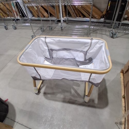JESTONTEN BABY BASSINET BEDSIDE SLEEPER ADJUSTABLE HEIGHT WITH STORAGE BASKET - 36" X 21" X 13" - WOOD BROWN/GREY (MODEL: QQ001) image 2