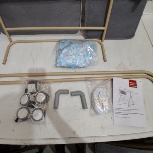 JESTONTEN BABY BASSINET BEDSIDE SLEEPER ADJUSTABLE HEIGHT WITH STORAGE BASKET - 36" X 21" X 13" - WOOD BROWN/GREY (MODEL: QQ001) image 5