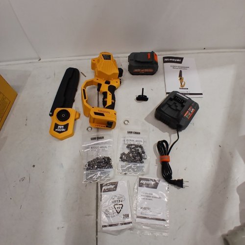MOYOKI CORDLESS CHAINSAW WITH BATTERY & CHARGER - COMPATIBLE WITH DEWALT 20V -- 8", 20 V, 900W - YELLOW (MODEL: MFCS801) image 3