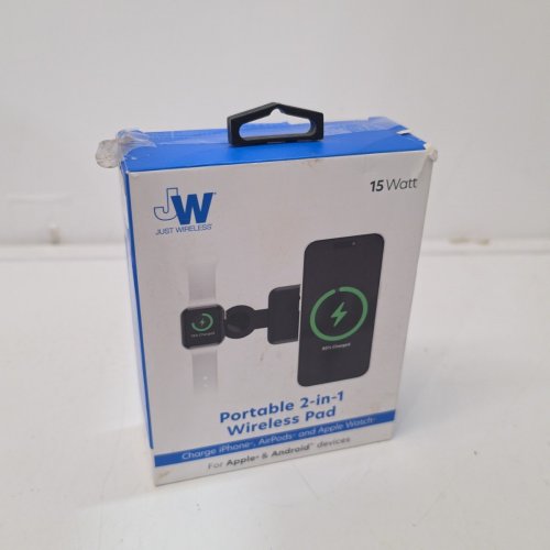 JUST WIRELESS 2-IN-1 PORTABLE WIRELESS CHARGING PAD FOR APPLE, ANDROID, AND APPLE WATCH - 15W - BLACK image 4