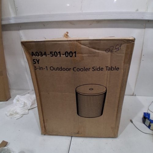 GYMAX 3-IN-1 OUTDOOR COOLER SIDE TABLE - 14.5" X 14.5" X 16.5" - 6.2 GAL CAP - 165LBS CAP - BEIGE (ITEM: A034-501-001) image 5
