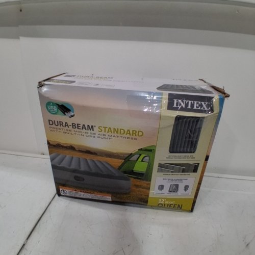 INTEX DURA-BEAM PRESTIGE AIR MATTRESS WITH BUILT IN USB PUMP - 12" RAISED - QUEEN - GREY (MODEL: 64114E) image 5