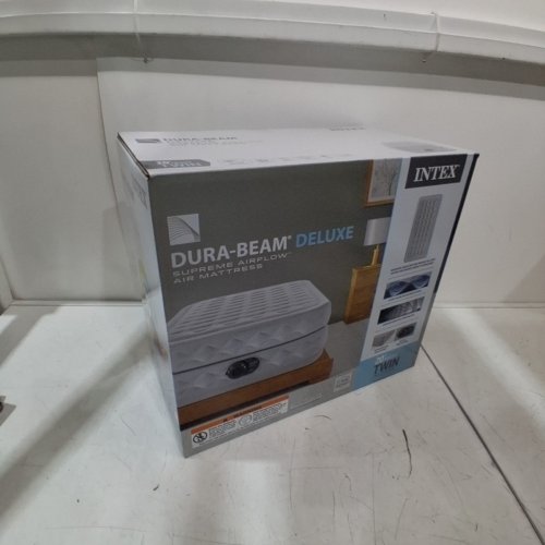 INTEX DURA-BEAM DELUXE SUPREME AIR-FLOW AIR MATTRESS WITH BUILT-IN ELECTRIC PUMP - 20" TWIN - GREY (MODEL: 64487ED) image 5