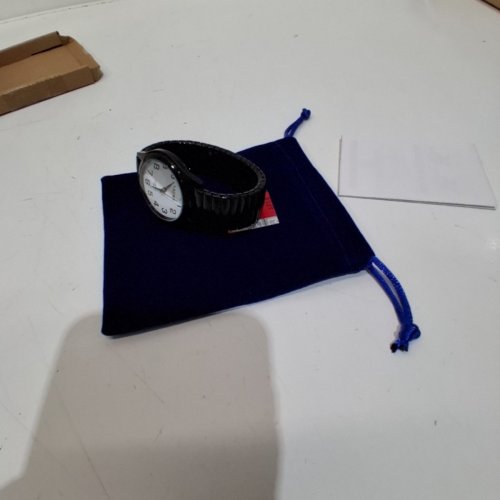 MENS JEWELRYWE ULTRA THIN EASY READER WATCH WITH ELASTIC STRAP - 1.45" - BLACK (MODEL: JW377P0001-MX) image 3