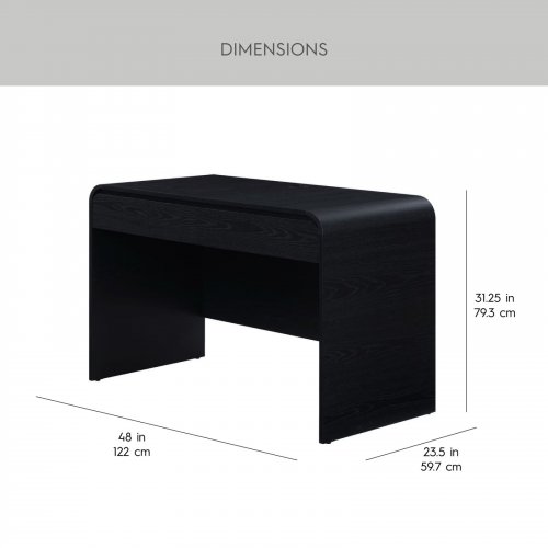 BETTER HOMES & GARDENS JULIET CURVED DESK WITH STORAGE - 48" - RICH BLACK FINISH (MODEL:BH5425004710003) image 2