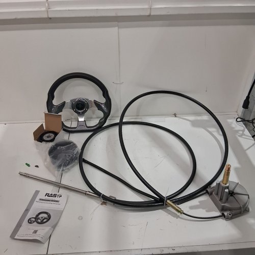 RASTP BOAT STEERING SYSTEM 3/4" TAPERED SHAFT 12.8" STEERING WHEEL - 13FT - (MODEL:RS-STW074+STW031-PA-WU+QR045-1 image 2