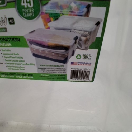 2PK GREENMADE INSTAVIEW 45 MULTI-USE STORAGE BINS - 45QT - CLEAR (MODEL: 1397108) image 4