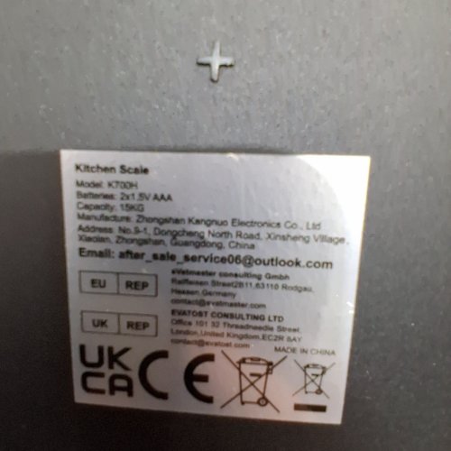 KUAIVO DUAL PLATFORM DIGITAL KITCHEN SCALE - 15KG CAPACITY - BLACK / SILVER (MODEL: K700H) image 3