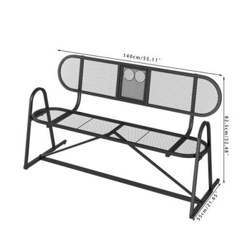 STEEL MESH OUTDOOR GARDEN BENCH WITH SWING OUT CUPHOLDERS -55" - GREEN image 2