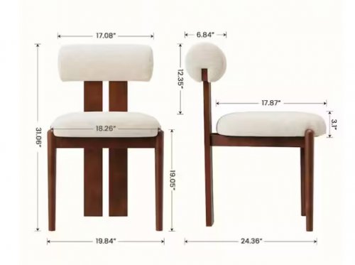 2PK DINING CHAIR WITH CUSHIONED BACK SUPPORT - 31.06" H X 24.36" D X 19.84" W - BROWN AND IVORY (MODEL: DCW37) image 2