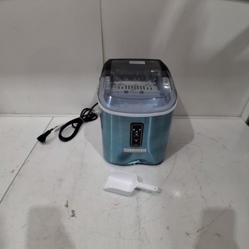 EUHOMY COUNTERTOP ICE MAKER MACHINE WITH HANDLE, BASKET AND SCOOP - MAKES 26LB PER DAY - SILVER (MODEL: IM-01X/IM008-B) image 3