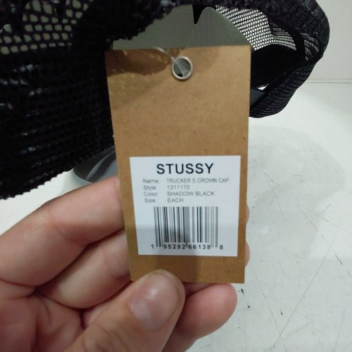 STUSSY MESH BACK TRUCKER S CROWN CAP - SHADOW BLACK (STYLE: 1311170) image 2