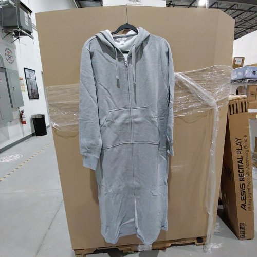WOMEN'S KAY ANNA ZIP-UP HOODIE SWEATSHIRT ROBE - LARGE - GRAY image 2