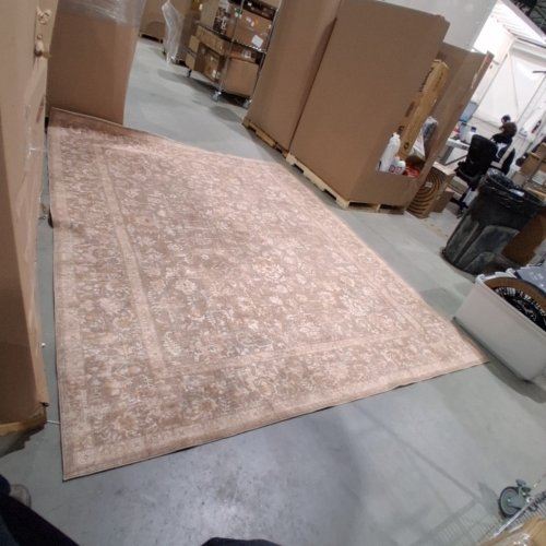 PURECOZY WASHABLE VINTAGE AREA RUG WITH FLORAL DESIGN - 8FT X 10FT - BEIGE image 2