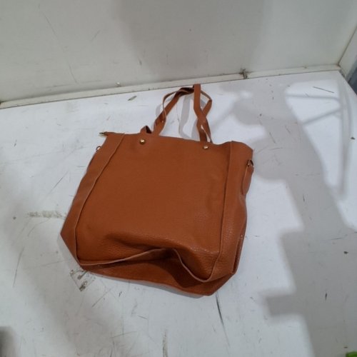 3PC JINGPIN FAUX LEATHER HANDBAG, MESSENGER BAG, WALLET, CARD CLOSURE SET - BROWN image 5