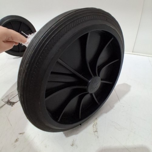 RUBBER GARBAGE TRASH CAN PULLEY WHEELS WITH HOLLOW SHAFT - UNIVERSAL FIT - BLACK (MODEL: 10F8ST1216GPCPZX) image 3