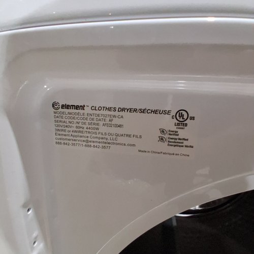 ELEMENT ELECTRIC DRYER WITH SENSOR DRY, WRINKLE CARE, 12 CYCLES - 7.0 CU. FT - WHITE (MODEL: ENTDE7027EW) image 2