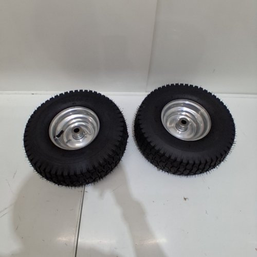 2PK RIDING LAWN MOWER FRONT TIRE AND WHEEL - 15 X 6.00 - BLACK AND SILVER image 3