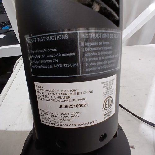LASKO ELITE COLLECTION DIGITAL CERAMIC TOWER SPACE HEATER - 22" - BLACK (MODEL: CT22498C) image 6