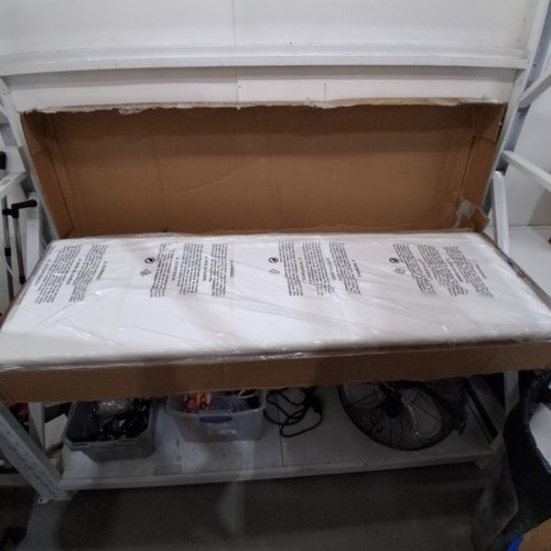 ALLEWIE WOODEN PLATFORM BED FRAME WITH VELVET UPHOLSTERED HEADBOARD - QUEEN - WHITE - (MODEL: KRQKSTW002) image 4