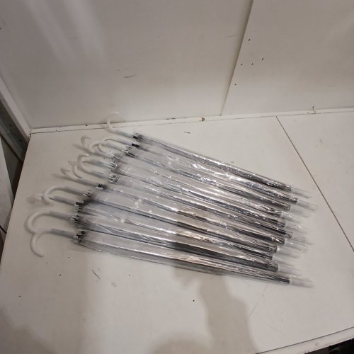 11PK CLEAR UMBRELLAS FOR WEDDINGS & EVENTS, WITH J HANDLE - CLEAR image 2
