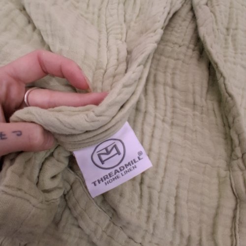 THREADMILL MUSLIN THROW BLANKET - QUEEN - SAGE GREEN image 2