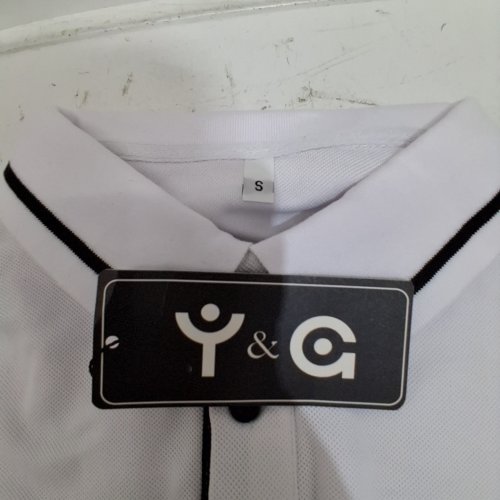 Y&C LONG-SLEEVE POLO SHIRT WITH BLACK-TIPPED COLLAR - SMALL - WHITE image 4