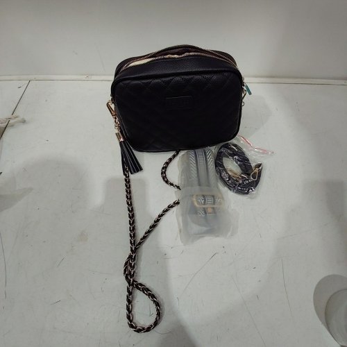 POMPOM LONDON QUILTED CITY MINI CROSSBODY BAG - BLACK image 2