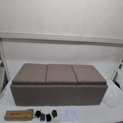 SIMPLI HOME AVALON UPHOLSTERED LINEN STORAGE OTTOMAN - CLOUD GREY (MODEL: 3AXCAVA-OTTBNCH-02-CLG) image 2