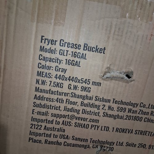 VEVOR FRYER GREASE BUCKET WITH WHEELS - 16 GAL - SILVER (MODEL: GLT-16GAL) image 2