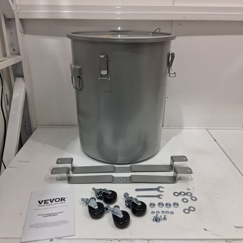 VEVOR FRYER GREASE BUCKET WITH WHEELS - 16 GAL - SILVER (MODEL: GLT-16GAL) image 3