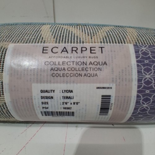 ECARPET AQUA TERALI CONTEMPORARY AREA RUG - 2FT 6" X 8FT - BLUE / WHITE image 3