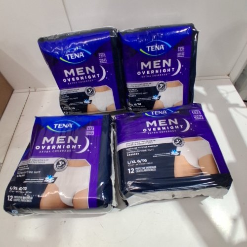 48PK MEN'S TENA OVERNIGHT EXTRA COVERAGE PROTECTIVE UNDERWEAR - LARGE/EXTRA LARGE - WHITE (MODEL: 055735) image 2
