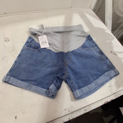 WOMEN'S STRETCH BELLY MATERNITY DENIM SHORTS - EXTRA LARGE - BLUE AND GRAY (STYLE: 3323) image 2