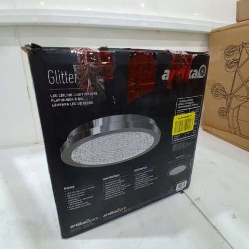 ARTIKA FLUSH MOUNT GLITTER CEILING LIGHT FIXTURE - 13.5" X 2.4" - CHROME (MODEL: CLGL-C1 / 1373426) image 4