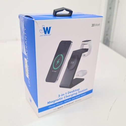 JUST WIRELESS 3-IN-1 FOLDABLE DESKTOP MAGNETIC CHARGING STATION FOR APPLE & ANDROID DEVICES - BLACK (MODEL: 04097-V) image 4