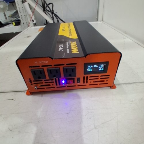 PURE SINE WAVE POWER INVERTER AND UPS CHARGER UNINTERRUPTIBLE POWER SOURCE - 12V - 2000W - BLACK/ORANGE (MODEL: REPU 2000) image 2