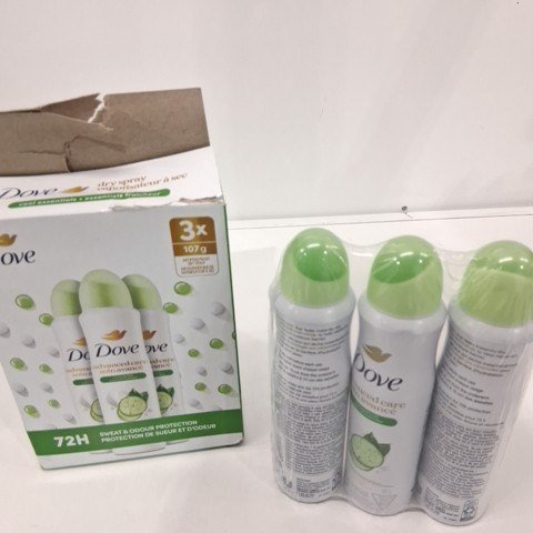 3PK DOVE ADVANCED CARE SPRAY DEODORANT - 107G EACH - COOL ESSENTIALS image 2