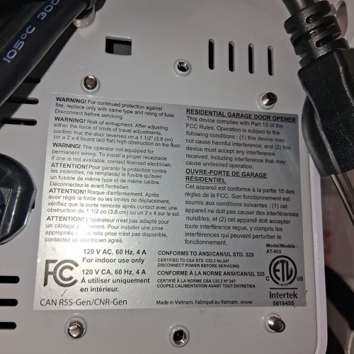 SKYLINK ATOMS CHAIN DRIVE AUTOMATIC GARAGE DOOR OPENER WITH BUILT IN LED LIGHTS REMOTE CONTROL AND KEYPAD - 3/4HP - WHITE (MODEL: ATR-1722CK) image 10