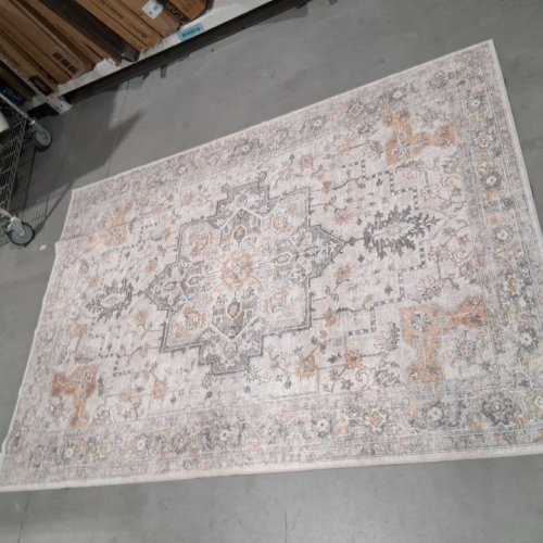 KUETH ULTRA THIN INDOOR MACHINE WASHABLEAREA RUG - 5FT X 7FT - CREAM/GREY/RUST (MODEL: CAR1005-LTB-5 X 7-WAL-R) image 2