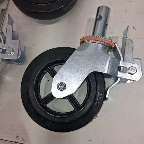4PK 8" SCAFFOLDING RUBBER SWIVEL CASTER WHEELS WITH DUAL LOCKING - 280LB CAPACITY -SILVER/BLACK image 3