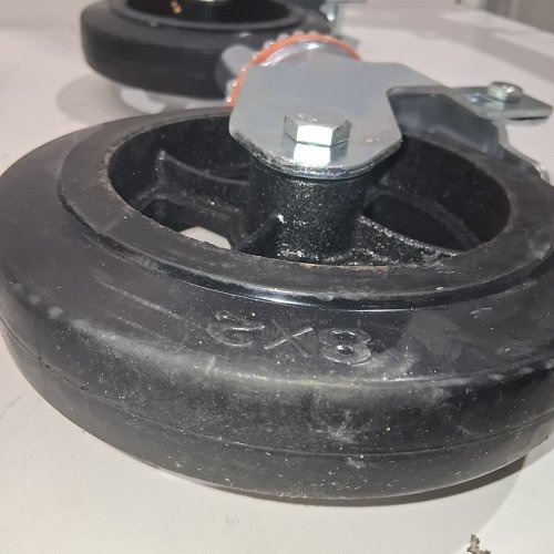 4PK 8" SCAFFOLDING RUBBER SWIVEL CASTER WHEELS WITH DUAL LOCKING - 280LB CAPACITY -SILVER/BLACK image 5