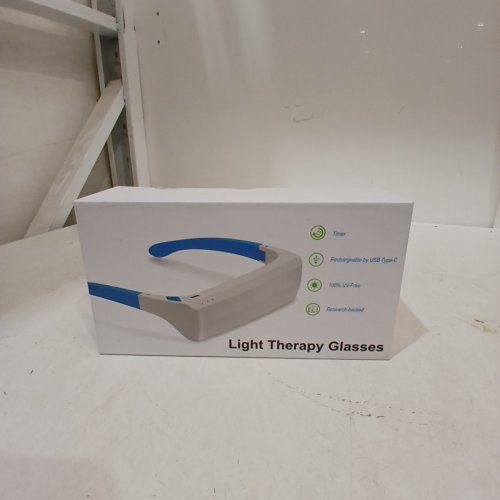 SXPFZY RECHARGEABLE WEARABLE LIGHT THERAPY GLASSES, 480NM WITH DUAL LIGHT MODE & 3 TIMER SETTINGS - UV-FREE WELLNESS GOGGLES - WHITE / BLUE image 2