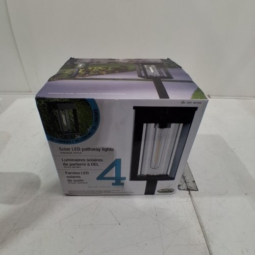 4PK GTX NATURALLY SOLAR POWERED 25LM PATHWAY LIGHTS - 4" X 4" X 23"- BLACK (MODEL: 1937955) image 2