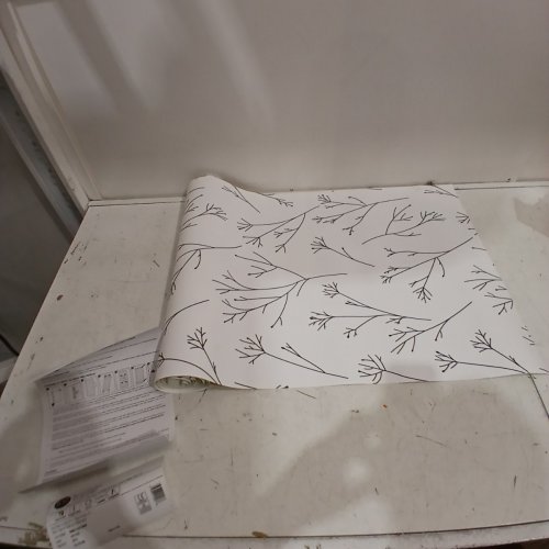 ROOMMATES PEEL AND STICK WALLPAPER, TWIG HYGGE HERRINGBONE, 20.5" X 16.5FT BLACK AND WHITE (MODEL: RMK11675WP) image 2