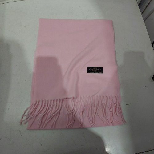 100% CASHMERE MADE IN GERMANY SCARF WITH TASSELS - 13.5" X 70" - LIGHT PINK image 2